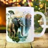 1pc 11oz Elephant Safari Scene Ceramic Mug - Durable White Porcelain Drinkware for Coffee, Tea, Milk - Ideal for