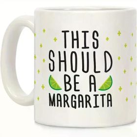 1pc Humorous Margarita-Themed Ceramic Coffee Mug, Double-Sided Print, Novelty Drinkware for Adults, Durable