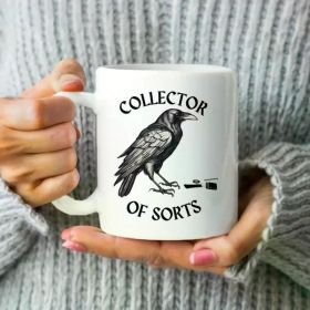 1-Piece Ceramic Crow Collector Coffee Mug - Reusable, Wax-Coated, Hand Wash Only, Multipurpose Drinkware for Hot