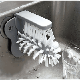 1pc Cup Scrubber Glass Cleaner Bottles Brush Sink Kitchen Accessories 2 In 1 Drink Mug Wine Suction Cup Cleaning Brush Gadgets (Color: Upgrade style cup brush)